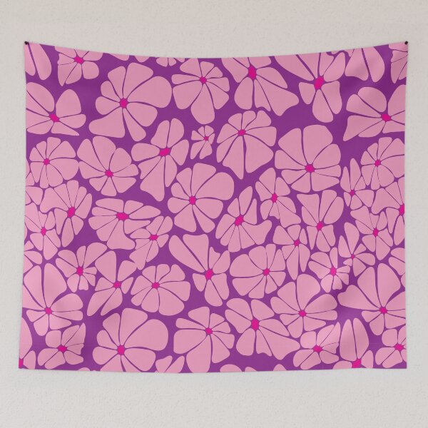 Item preview, Retro Ditsy floral daisy - pink and lilac purple designed and sold by Spitfire July Doodles.