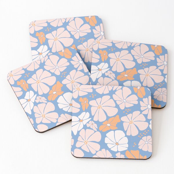 Item preview, Retro Ditsy floral daisy speckled - blue and cream designed and sold by Spitfire July Doodles.