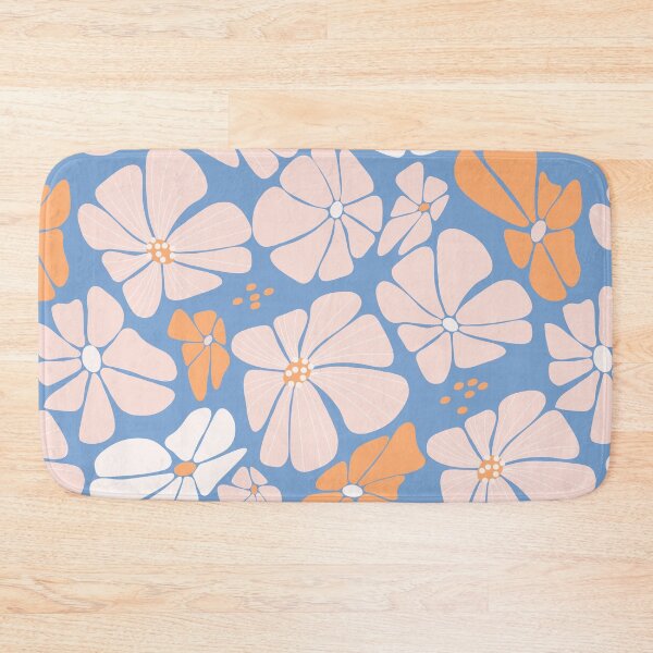 Item preview, Retro Ditsy floral daisy speckled - blue and cream designed and sold by Spitfire July Doodles.