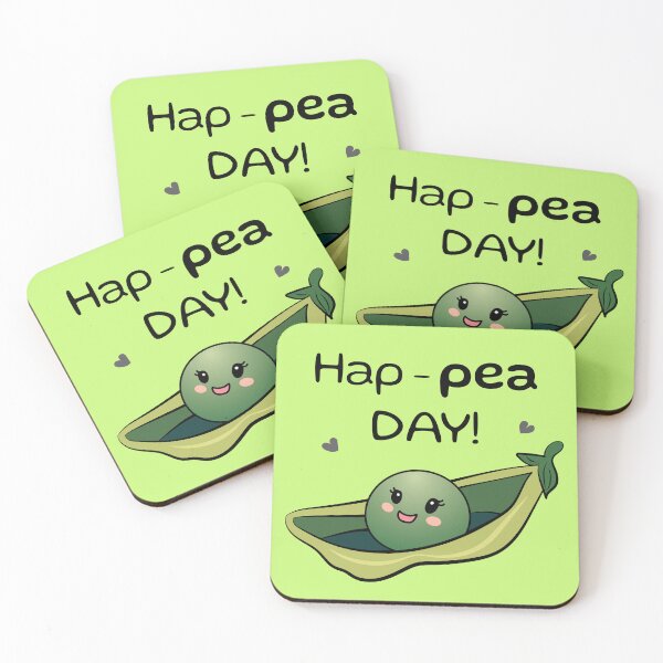 Item preview, Hap-pea Day! Funny pun with a smiley pea bean designed and sold by HajnalkArt.