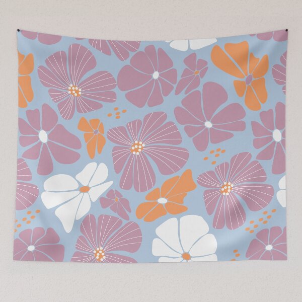 Item preview, Copy of Retro Ditsy floral daisy speckled - pink and dusty blue designed and sold by Spitfire July Doodles.
