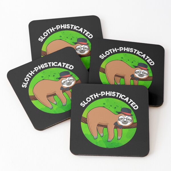 Item preview, Sloth-phisticated Funny Animal Sloth Puns  (Dark BG) designed and sold by punnybone.