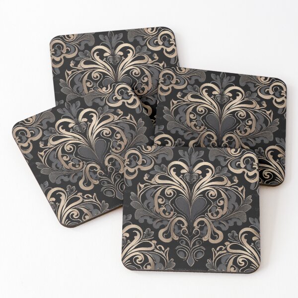 Item preview, Black Artistic Victorian Organic Hollywood Regency Pattern Digital Painting designed and sold by CodeAndColors.