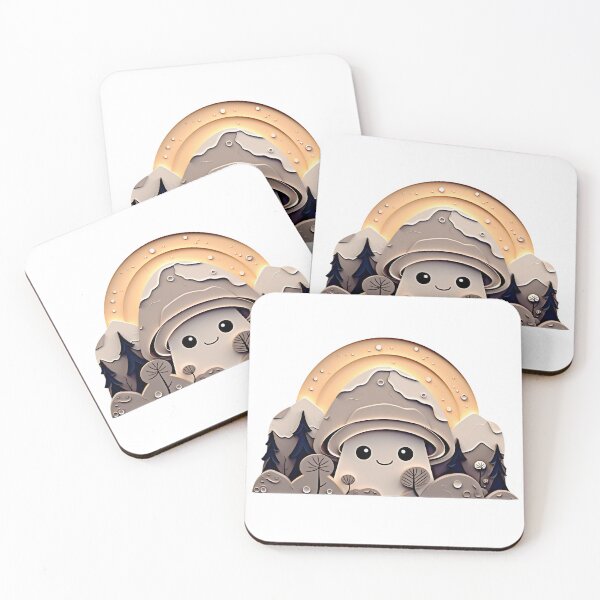 Item preview, Mushroom Mountain Forest Papercraft Nature Sunset Scene designed and sold by TVBArchive.