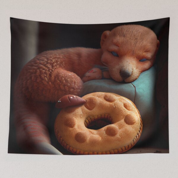 Item preview, Gingerbread and Mongoose Nap Time Digital Painting designed and sold by CodeAndColors.