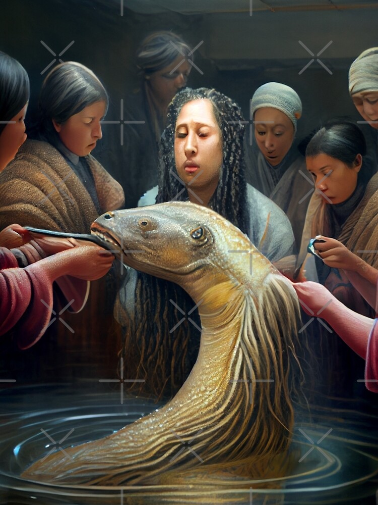 Aperçu 5 sur 5. Robe trapèze avec l'œuvre Celebrating a Lungfish A Hairbrushing Ceremony Digital Painting créée et vendue par CodeAndColors.