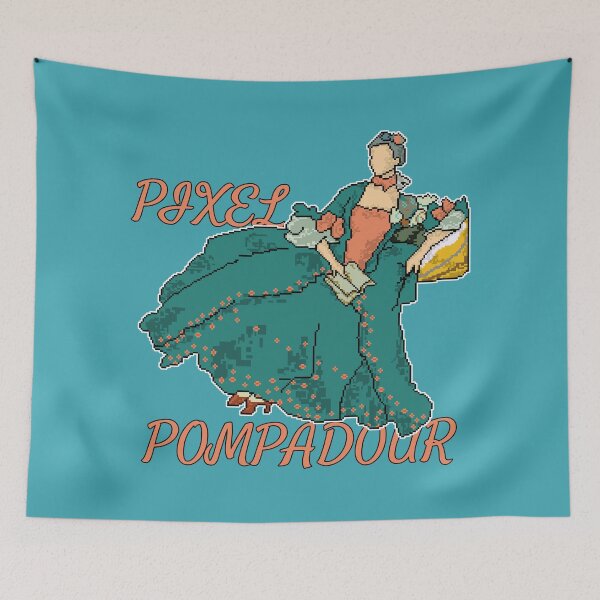 Item preview, "Pixel Pompadour" - Digital Pixel Art Portrait of Madame de Pompadour designed and sold by Fun Funky Designs.