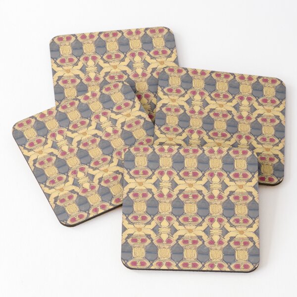 Aperçu de l'œuvre Retro Tile Pattern Light Yellow, Silver with Red details créée et vendue par RetroTile.