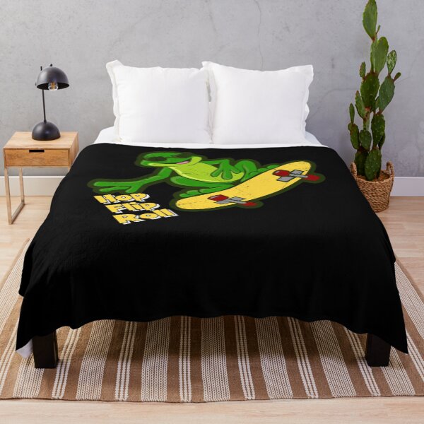 Item preview, Cool Frog on Skateboard Jumping with "Hop, Flip, Roll" Text designed and sold by ElLocoMus.