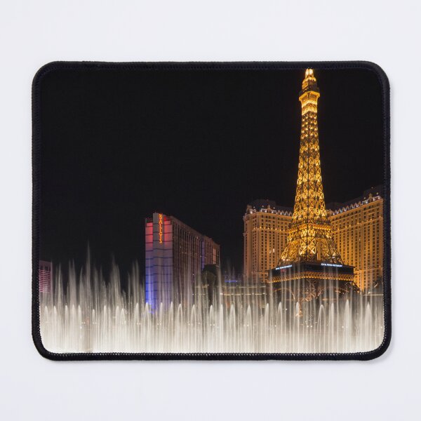 Item preview, Las Vegas Fountain Dance - Eiffel Tower Paris Ballys and Flamingo Behind a Water Veil designed and sold by Georgia Mizuleva.