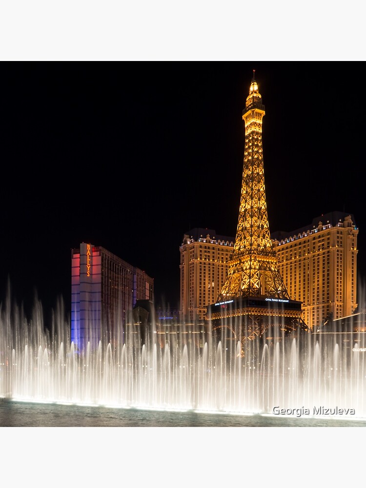 The Fountains of Bellagio at night in Las Vegas Throw Pillow