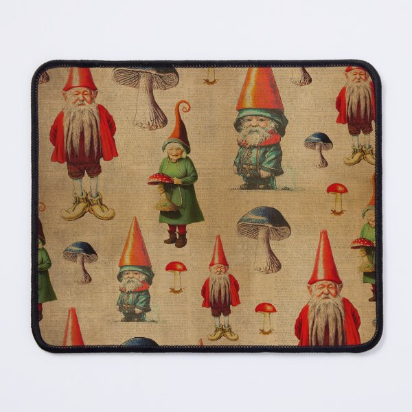 Item preview, Vintage cottage core goblin core gnomes pattern. Unique vintage dictionary print distressed aesthetic look designed and sold by madhatdesigns.