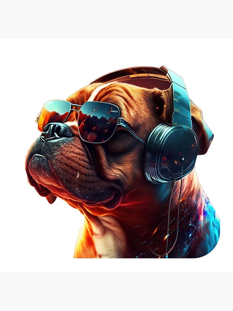 mit Musik Kopfhörern Redbubble for Sale | Leinwanddruck der Hund, \