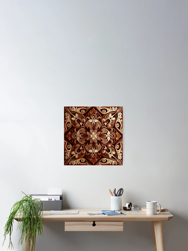 Imagen 2 de 3, Póster con la obra Brown Brilliant New Mediterranean Pattern Digital Painting, diseñada y vendida por CodeAndColors.