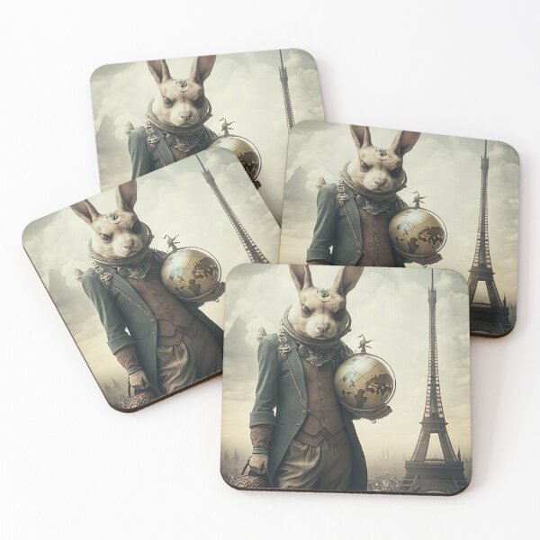Item preview, Environmentalist Rabbit celebrating Earth Day - surrealist AI Generated Art designed and sold by Flowsaiartshop.