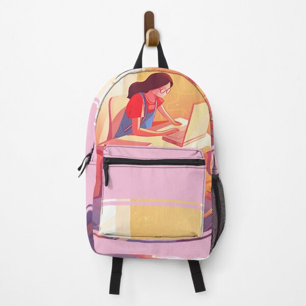 Item preview, teacher sitting at desk surrounded by educational materials and supplies designed and sold by M16ka7a.