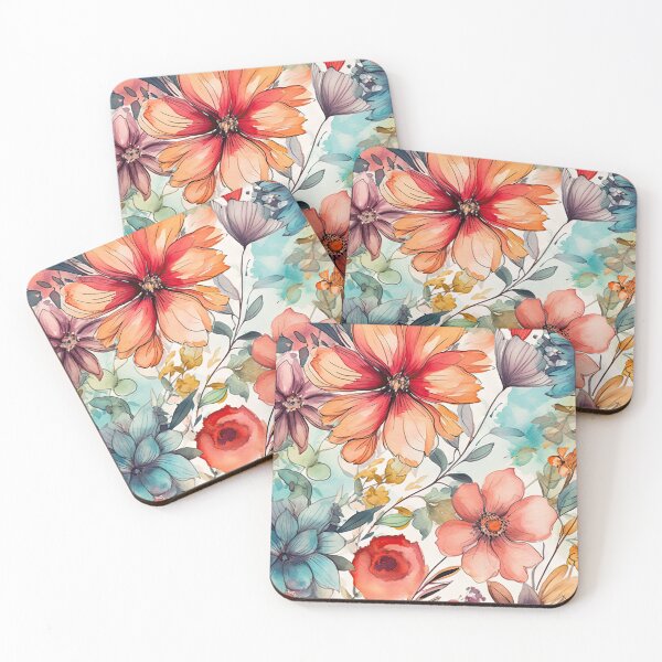 Item preview, Floral flower watercolor pattern designed and sold by buruburubur.