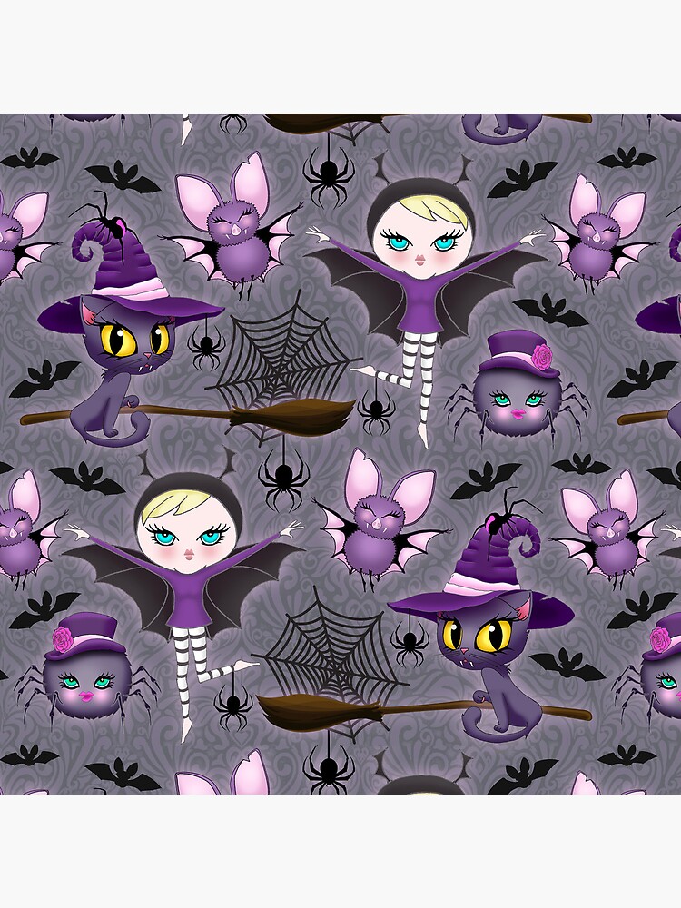 Bat Pattern Purple Halloween Gothic Throw Pillow