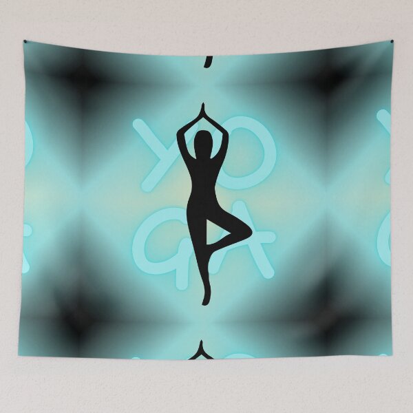 Item preview, Yoga Pose Neon Blue Yoga Lettering designed and sold by SoccaTamam.