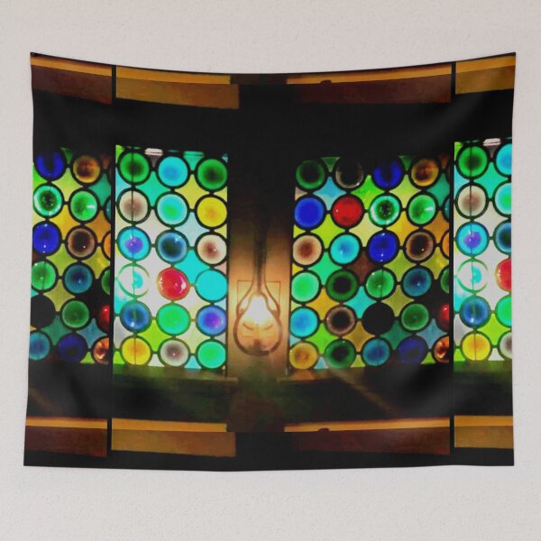 Item preview, St. Clair Inn, the colorful Bottle glass stained glass . Recycled glass wall.  designed and sold by tuckersemporium.