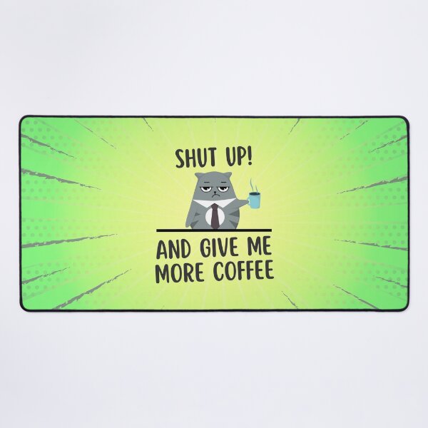 Item preview, Shut up and give me more Coffee Crabby Cat, Retro Comic Green Rays Background designed and sold by AlfabetDesign.
