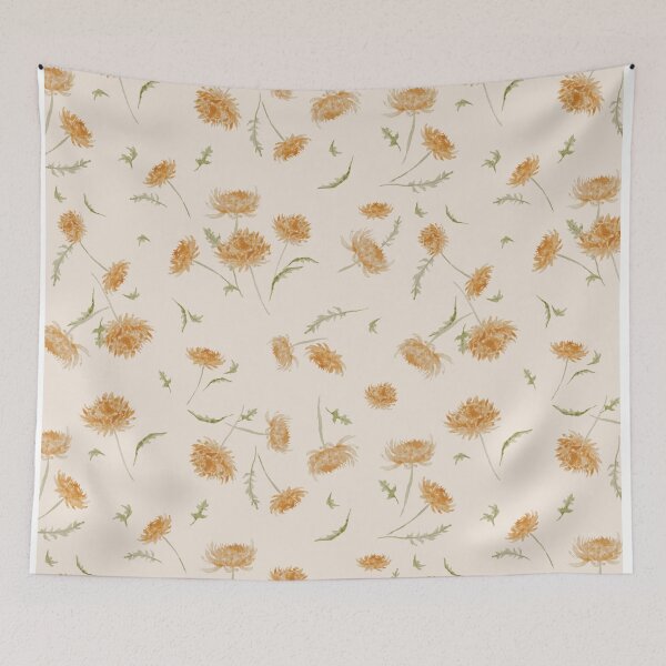 Item preview, chrysanthemums floral repeat pattern design delicate and feminine designed and sold by rudakropka.