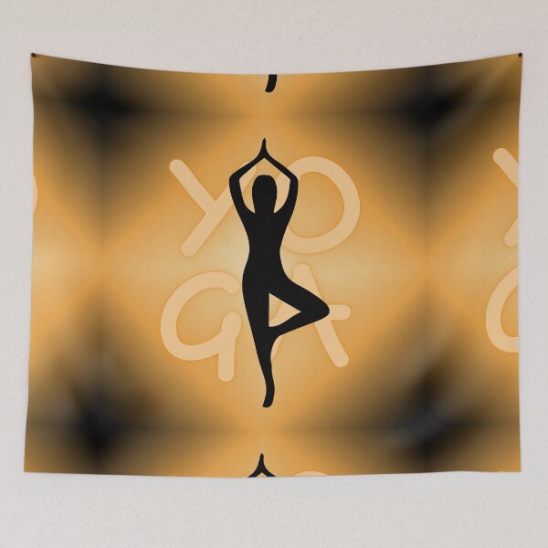 Item preview, Yoga Pose Neon Orange Yoga Lettering designed and sold by SoccaTamam.
