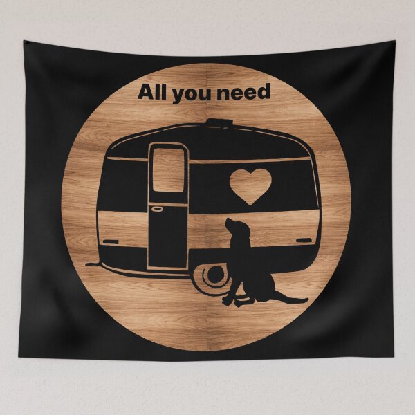 Item preview, ALL YOU NEED HEART DOG CARAVAN WOOD designed and sold by Marni Scofidio Desi9ns.