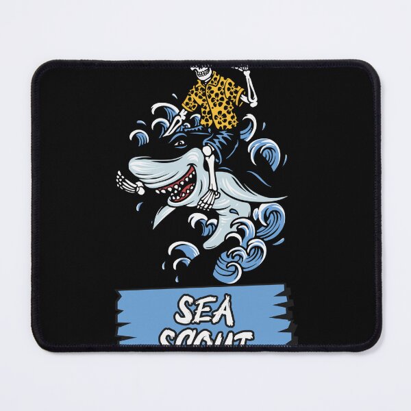 Item preview, Summer Skeleton "Sea Scout" Riding Smiling Shark Design designed and sold by ElLocoMus.