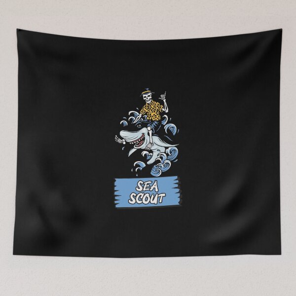 Item preview, Summer Skeleton "Sea Scout" Riding Smiling Shark Design designed and sold by ElLocoMus.
