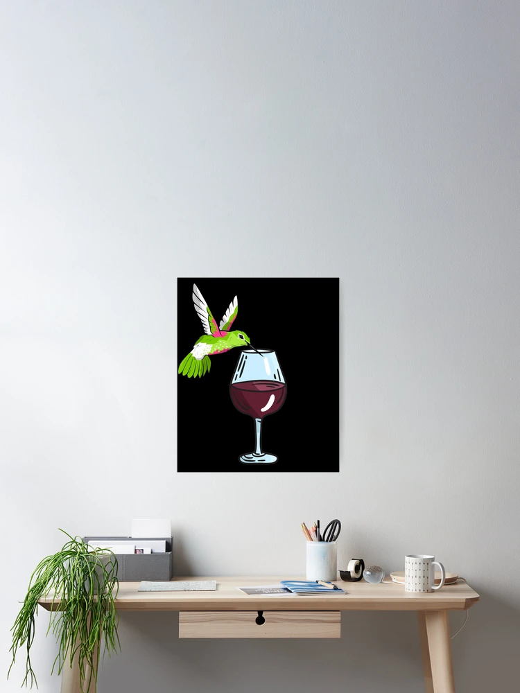 Imagen 2 de 3, Póster con la obra Hummingbird Drinking Wine Birdwatching Hummingbird Gear, diseñada y vendida por DynamicDesign.