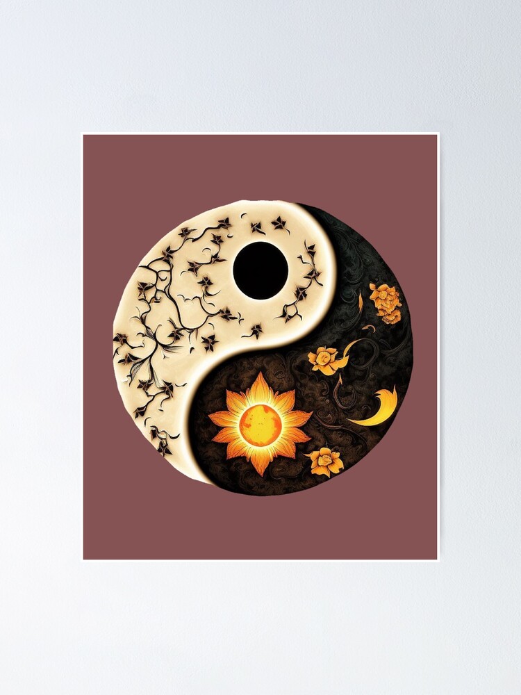 Sticker Mural Yin Yang Floral