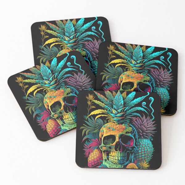 Item preview, Trippy Tropical Pineapple Skull Retro Art designed and sold by MindWave THC.