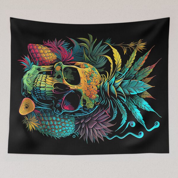 Item preview, Trippy Tropical Pineapple Skull Retro Art designed and sold by MindWave THC.