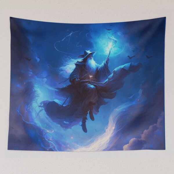 Item preview, Flying Wizard Casting a Spell designed and sold by FantasyFusion.