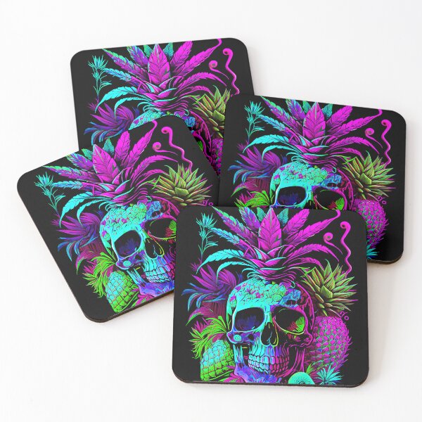 Item preview, Trippy Tropical Pineapple Skull Retro Art designed and sold by MindWave THC.
