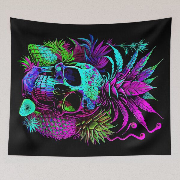 Item preview, Trippy Tropical Pineapple Skull Retro Art designed and sold by MindWave THC.