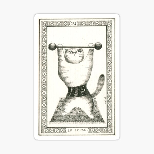 Strength (La force)Tarot Major Arcana: Enchanting Gift for Cat Lovers Sticker