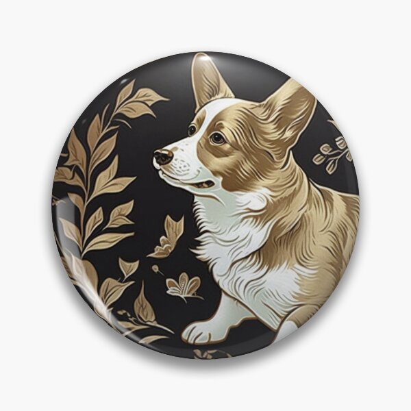 Item preview, Corgi with Golden Frame designed and sold by ArtNouveauChic.