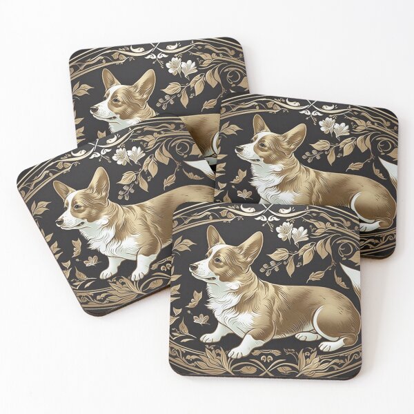 Item preview, Corgi with Golden Frame designed and sold by ArtNouveauChic.