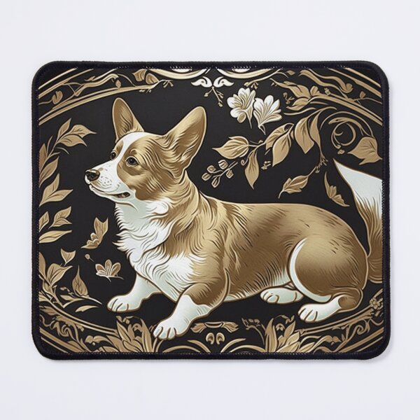 Item preview, Corgi with Golden Frame designed and sold by ArtNouveauChic.