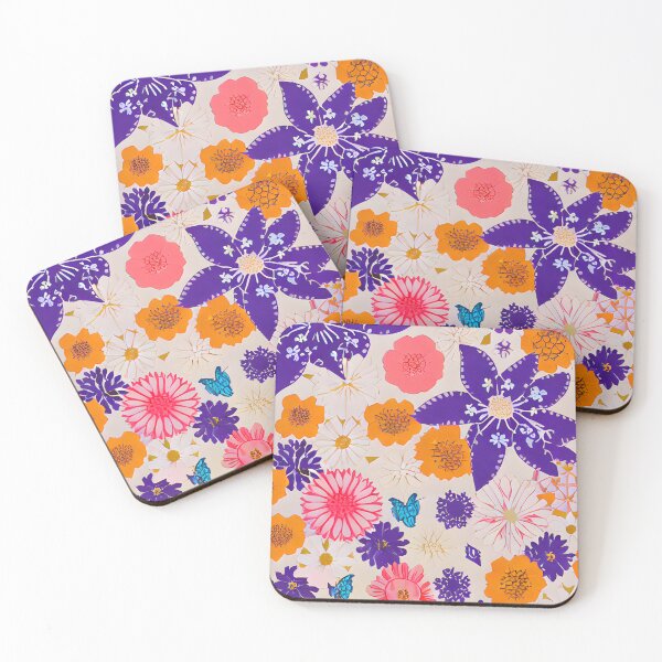 Item preview, Colourful flower pattern designed and sold by Pixel-Petals.