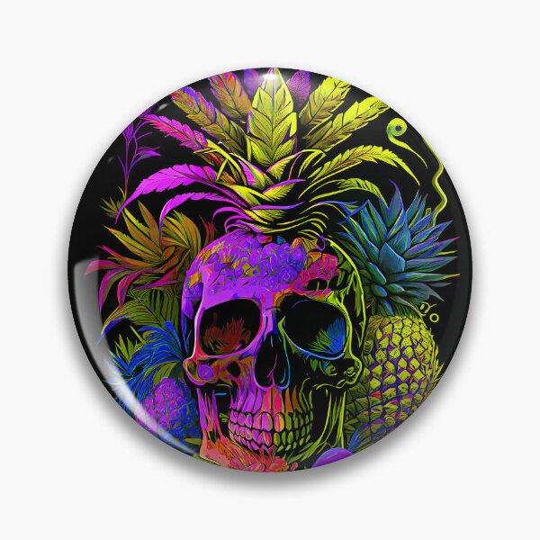 Item preview, Trippy Tropical Pineapple Skull Retro Art designed and sold by MindWave THC.