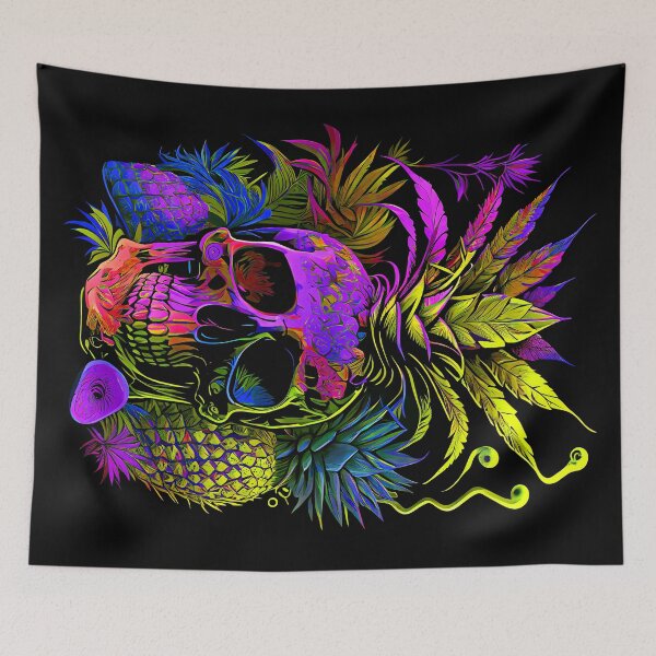 Item preview, Trippy Tropical Pineapple Skull Retro Art designed and sold by MindWave THC.