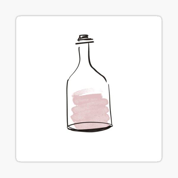 Wine bottle watercolor hand drawn illustration Sticker