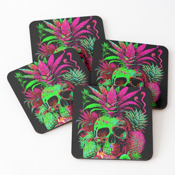 Item preview, Trippy Tropical Pineapple Skull Retro Art designed and sold by MindWave THC.