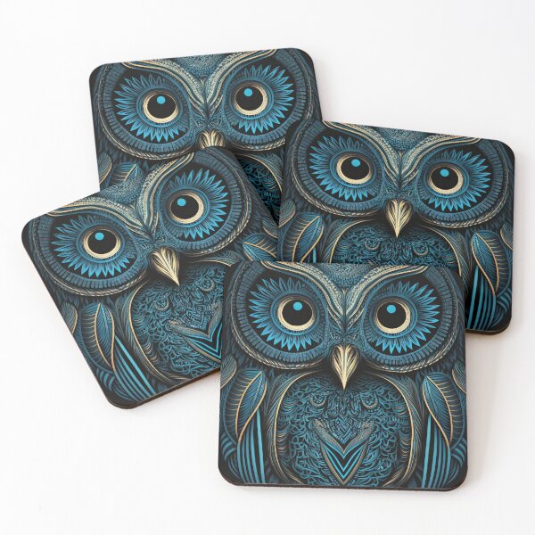 Item preview, Turquoise Owl Illustration designed and sold by OccultDreams.