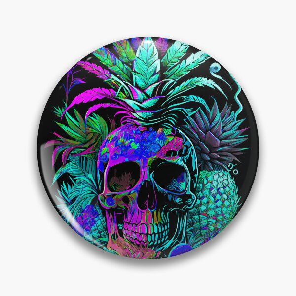 Item preview, Trippy Tropical Pineapple Skull Retro Art designed and sold by MindWave THC.