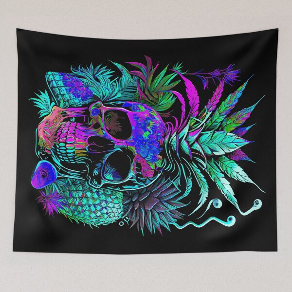 Item preview, Trippy Tropical Pineapple Skull Retro Art designed and sold by MindWave THC.