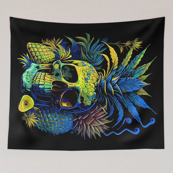 Item preview, Trippy Tropical Pineapple Skull Retro Art designed and sold by MindWave THC.